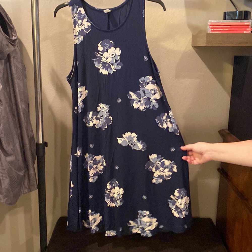Womens navy blue floral dress, size large
